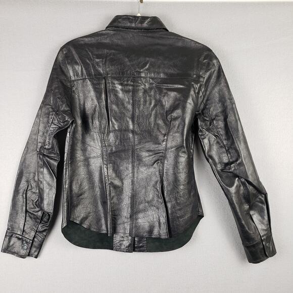 Vintage Express Women's Size 5/6 Snap Up Leather Shacket Black Steampunk Alt - Picture 8 of 9